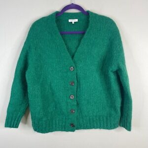 Vintage Fuzzy Mohair‎ Alpaca Cardigan XS Quiet Luxury Baggy Grunge Goblin Comfy